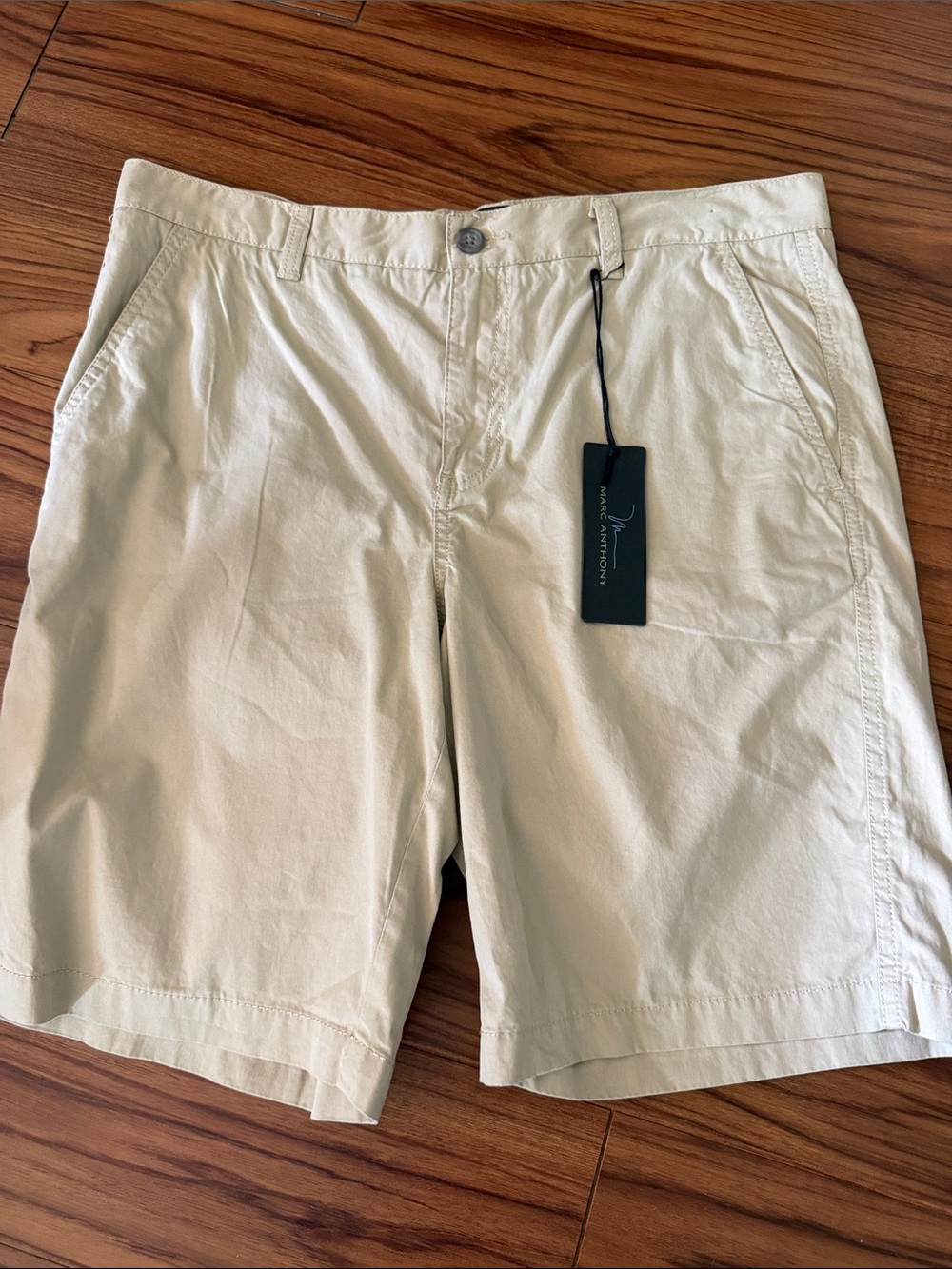 Marc Anthony Cream Flat-Front Men's Shorts